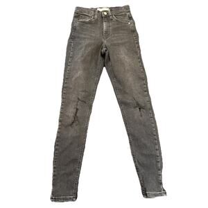Topshop-Jamie Skinny Jeans-Black Distressed-W24xL32